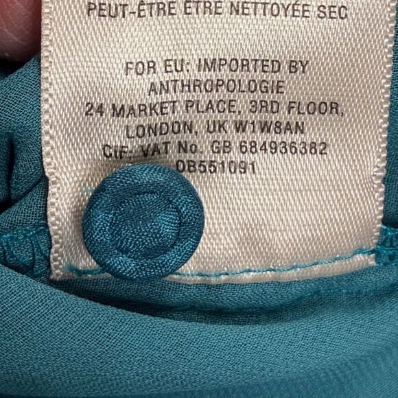 ANTHROPOLOGIE MAEVE Tavin Blouse Teal Women’s Size 10 - Picture 6 of 6